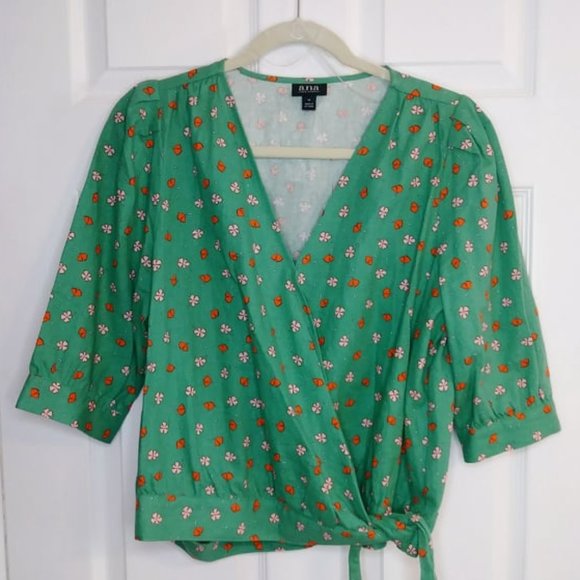 a.n.a A New Approach Green Floral Print Blouse - Picture 1 of 6